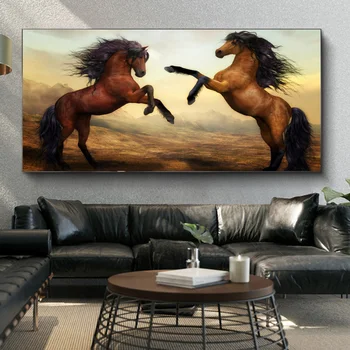 Moderne Dyr Hest Maleri på Lærred Landskab Plakat og Print Cuadros Væg Kunst til stuen Hjem Indretning (Ingen Ramme)