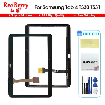 10.1 tommer T530 Til Samsung Galaxy Tab 4 T530 / T531 / T535/SM-T530 Tab4 LCD-Touch Screen Linse Glas Ydre Front Panel Med værktøjer