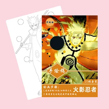 10 sider/bog Anime NARUTO Malebog For Børn Maleri Tegning antistress-Bøger, A4