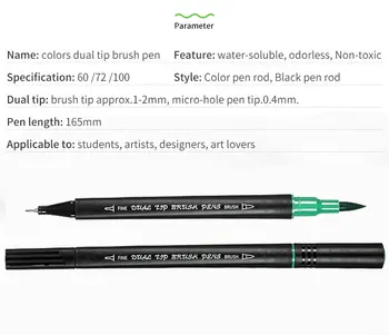 100Color Dual Pensel, Pen Sæt Akvarel Pen til Børn Bogstaver Tegning Booking Kalligrafi-Pensel Markør Kunst Forsyninger