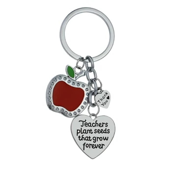 12PCs/Masse Engros-Nøglering Med Apple Nøglering Lærere Gave nøglering nøglering Smykker Gaver Til Lærer Hjerte Vedhæng