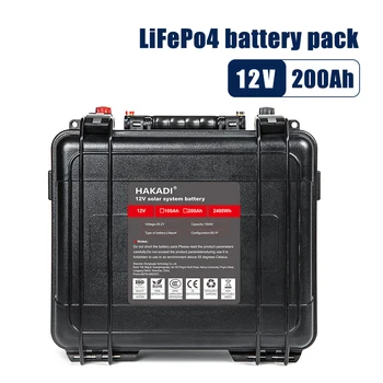 12v 200Ah Lifepo4 Batteri, Indbygget BMS 12.8 V, Udendørs Vandtæt, Anvendes Til Sol Batteri EV Strømforsyning, Gratis Fragt