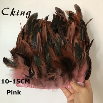 18 farver 10 Meter farverige rooser haler Fjer trimmer 10-15cm lang kylling fjer, frynser trimning på satin bånd