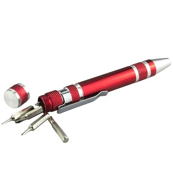 1pc 8 I 1 Multifunktions Aluminium Lomme Præcision Mini-Skruetrækker Pen Reparation håndværktøj Kit