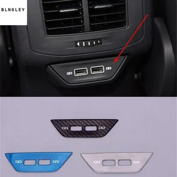 1pc Bil klistermærker Rustfrit stål bageste USB-interface dekoration cover til 2018 2019 Volkswagen VW T-ROC bil tilbehør