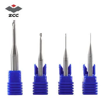 1PC ZCC.CT-NM-2EP 2 fløjter fladtrykt hårdmetal fræsere micro diameter lang hals endefræsere for kobber spåntagende CNC fræser
