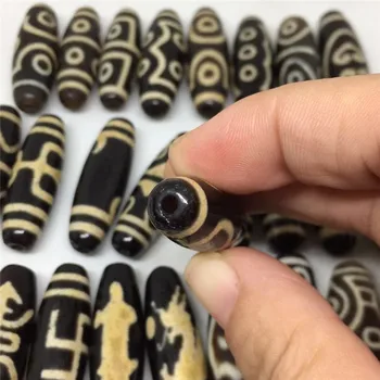 1STK 1LOT Amulet 12mm*37mm Tibetanske Dzi Perler Sort Farve Skildpadde tilbage Taiji Penge Krog at Miste Perler til Armbånd og Halskæde