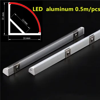 2-30stk/masse 0,5 m/pc ' 45 graders vinkel aluminium profil til 5050 3528 5630 LED strips Mælkeagtig hvid/gennemsigtig cover strip kanal