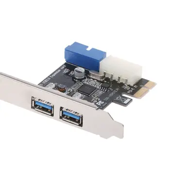 2 Porte til PCI Express-USB 3.0 Front Panel Kontrol med Kort Adapter 4-Pin & 20 Pin Helt Nye Drop Shipping