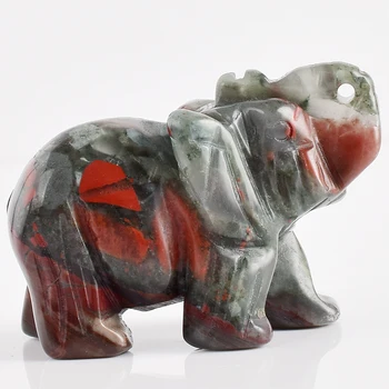 2 Tommer Elefant Figurer Håndværk Skåret natursten Fuldblods Elefant Mini Dyr Statue til Indretning Chakra Healing