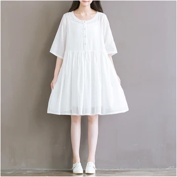 2018 Foråret style søde casual hvid kjole til kvinder
