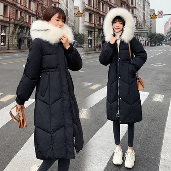 2019 nye efterår/vinter dunjakke kvinder i lange løs bomuld pels