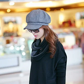 2019 nye koreanske version hatte af tidevandet ottekantede cap efteråret og vinteren står slankende uldne hue sort caps