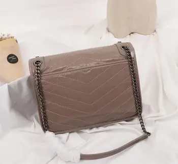 2019 nye stil kvinders taske i klassisk stil, olie, voks læder Niki postbud taske dobbelt kæde enkelt skulder mode design luksus taske