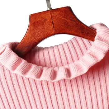 2020 Falde Vinter Sweater Flæser Halvdelen Rullekrave Kvinder Trøjer Solid Kvindelige Slank Sexet Strikket På Tykke Trøjer Lyserød Hvid Grøn