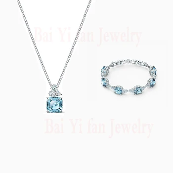 2020 Mode Smykker SWA Nye MOUSSERENDE Blå Firkant, Sæt Udsøgt Blue Square Crystal Udsmykning Kvindelige Romantiske Smykker Gave