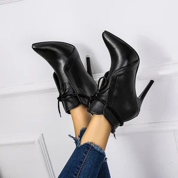 2020 Nye Sexet Pegede Martin Støvler Europæiske Og Amerikanske Stiletto Platform Nøgne Kvinder Med Høj Hæl Støvler