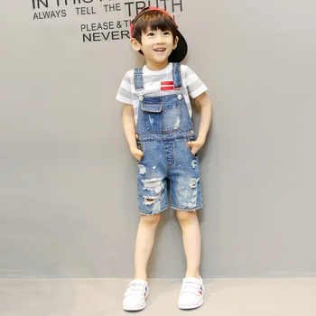 2020 sommer børn, bukser, Overalls, koreanere Distrressed Slidt Huller Stropper Jeans Pige dreng baby shorts bukser kids tøj tøj