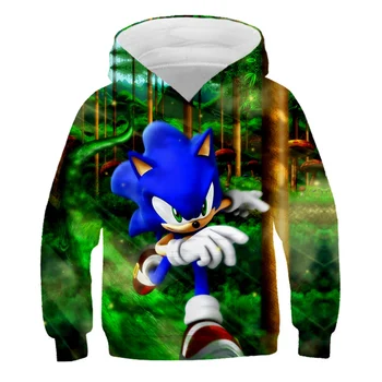 2020 Sonic the Hedgehog 3D-Hættetrøjer Sjove Børns Sweatshirts Boys Hættetrøje moderigtigt Tøj til Piger Casual polyester Drenge Tøj