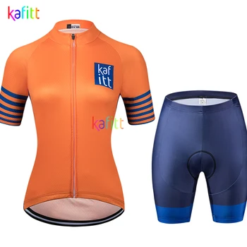 2021 Kafitt Kvinders Orange kortærmet Trøje Sætter MTB Cykel Tøj Ropa Ciclismo Road Cykel-Shirt 2 Stykke Sommer