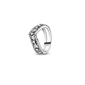 2021 Valentine ' s Day Ægte 925 Sterling Sølv Funklende Krone Solitaire Ring for Kvinder Engagement Smykker Jubilæum