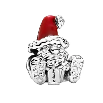 2021 Vinter Nye 925 Sterling Sølv Perler Siddende Santa Claus & Stede Charme passer Oprindelige Pandora Armbånd Jul Smykker