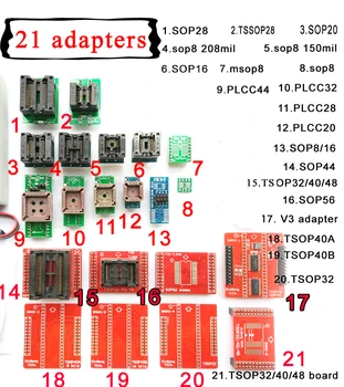21 stk Universal adaptere kits til Mini pro high speed TL866II plus XP8710 usb-programmør IC chip socket