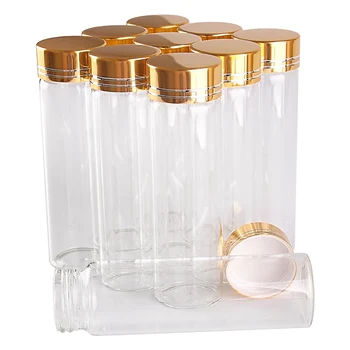 24 stykker 50 ml 30*100 mm Glas Flasker med Gyldne Caps Gennemsigtigt Glas Parfume Spice Flasker