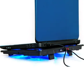 2USB 5 Fan Laptop Cooler Cooling Pad Base LED Notebook Køler Med Lys Fan Slide-bevis Stå For Bærbare PC '10