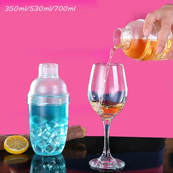 350ml/530ml/700 ml Transparent Plast Ingen Rust Mælk, Te, Cocktail Shaker blandebæger Drink Mixer Bar Bartender Værktøj