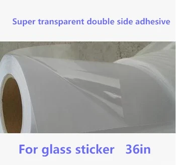 36 tommer x 50 m rulle PET super transparent dobbelt side selvklæbende rulle med hvid bagside af papir