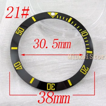 38mm sort nye keramiske bezel-gule antal skalaen for mænd/kvinder med store ringe ur
