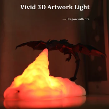 3D Printet LED Brand Dragon Lamper Nat Lys Genopladelige Humør Blødt Lys Til Soveværelse børneværelse Soveværelse Camping Dekoration Lys