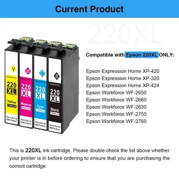 5 Black Pack Epson 220xl T220 blækpatron Kompatibel for Epson WorkForce WF-2630 WF-2650 WF-2660 XP-320 XP-420 Printer Blæk
