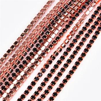 5 M/Masse Hvid Krystal Rhinestone Kæde SS6-SS16 Plating Rosa Guld Dekorationer DIY Smykker Håndværk Tøj Sy Tilbehør