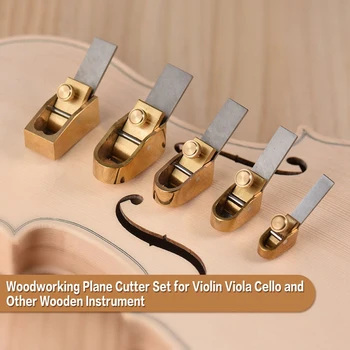5 Stykke Træbearbejdning Plan Cutter Sæt Buet Sål Af Metal Kobber Violinbygger Af Violin Viola Cello Træ-Instrument