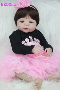 55cm Full Body Silikone Reborn Baby Doll Legetøj Som Fast 22inch Nyfødte Pige Prinsesse Barn Babyer Dukke Xmas Fødselsdag Gave