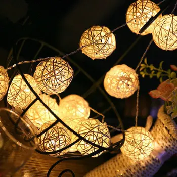 5m Rattan Bold LED String Lys 40 Led RGB LED Vidjer Vintage Sepak Takraw Ball Lampe Til Jul, Bryllup nytår AA-Batteri