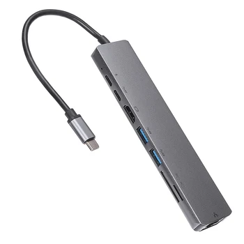 8-i-1 Multiport Type-C USB-HUB til HDMI-kompatibelt USB 3.0 Kvindelige Aux Porte Adapter Hurtige Gigabit Ethernet-Dongle til MacBook Pro