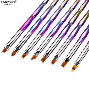 8Pc Rainbow Gradient Maleri Nail Art Pensel fransk Moon Smile Tips UV Gel Akryl Blomster Mønster Tegning Pen Manicure Sæt Værktøj