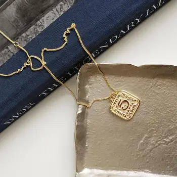 925 Sterling Sølv Abstrakte Mønt Halskæde Guld Oprindelige Design Elegant Halskæde Til Kvinder Sølv Smykker