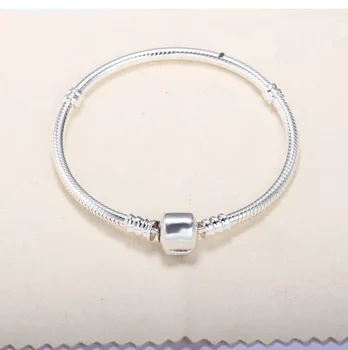 925 Sterling Sølv Lang Slange Kæde Armbånd Pulseira Feminina Smykker til Kvinder 16cm - 22 Sølv 925 Smykker Gemstone Armbånd