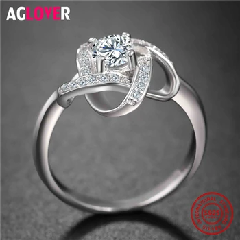 925 Sterling Sølv Ring Kvinde Mode Charme AAA Krystal Ring Luksus Kvindelige Smykker