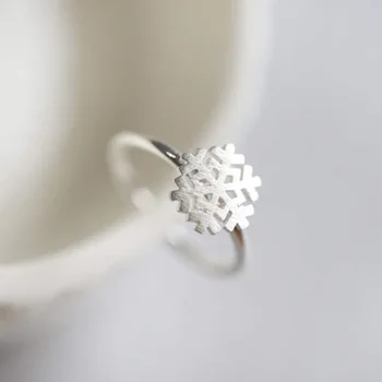 925 Sterling Sølv Snefnug Ringe til Kvinder, Justerbar Størrelse Ringe Fashion Bryllup Smykker