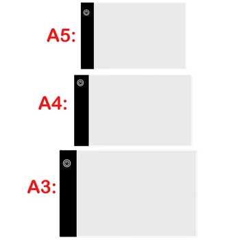A3 A4/A5-Størrelse med Tre niveauer: Dæmpbar Led Lys Pad,Tablet Beskyttelse af Øjne Lettere for Diamond Maleri, Broderi Værktøjer Tilbehør