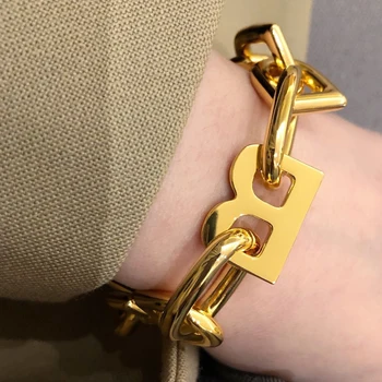 AENSOA Fashion Brand store Bogstaver B Punk Armbånd Guld Farve Kæde Første Brev, Armbånd Gaver til Kvinder Alfabet Smykker