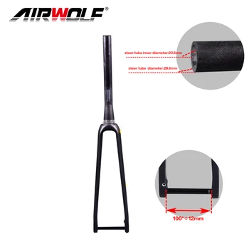 Airwolf carbon fiber cykel forgaffel Thru-Aksel 12 mm Koniske Disc brake gaffel med offset 43 mm max antal dæk 32C carbon road gaffel