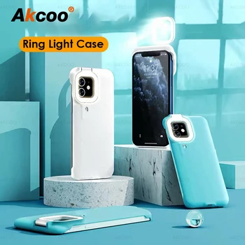 Akcoo til iPhone 11 Ring Lette Tilfælde med Led Flash Fill light Shot Mode cover til iPhone 6 7 8 Plus XR 12 Pro Ringlight