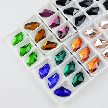 Alle farver glas krystal AX sy-på rhinestones flatback to huller syning rhinestone for DIY bryllup Performance kjole Tilbehør.