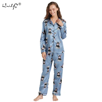 Alle Årstider Lange Ærmer Silke Pyjamas, der Passer Kvinder Lounge Pyjamas Sæt Silke Satin Pijama Nattøj Pyjamas den Maksimale Krop 5XL